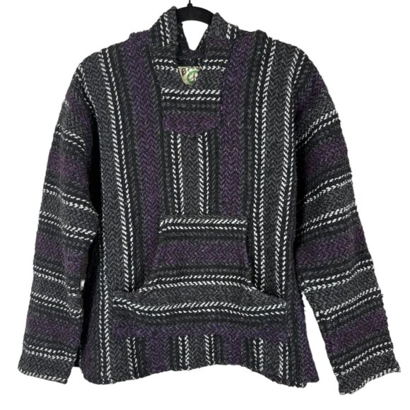 Baja Joe Other - Baja Joe Black/Purple Original Mexican Mexicali Hoodie Sweater w/Front Pouch - L